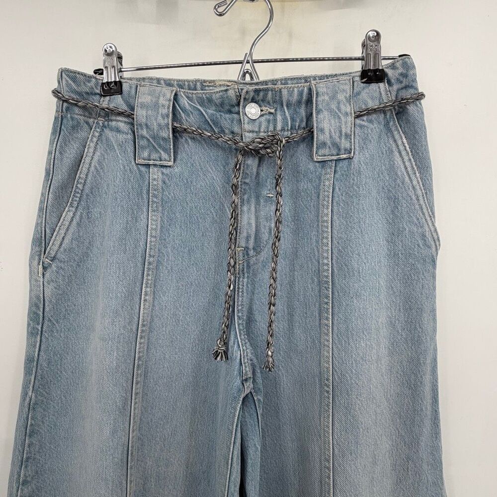 Free People We The Free Sheer Luck Cropped Wide-Leg Jeans Light Wash Sz 26 - Picture 3 of 11